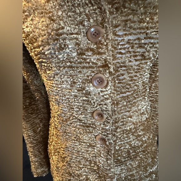 Vintage Luly K New York Caramel Brown Gold Button Cardigan Maxi Jacket Medium - Picture 6 of 11